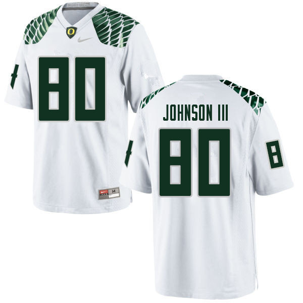 Men #80 Johnny Johnson III Oregn Ducks College Football Jerseys Sale-White - Click Image to Close